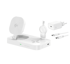 4smarts Qi2 Trident 3-v-1 brezžična polnilna postaja - za telefon, Samsung Watch in brezžične slušalke