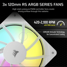 Corsair NAUTILUS 360 RS vodno hlajenje za procesor, ARGB, 360 mm, belo (CW-9060095-WW)