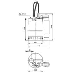 Grundfos Črpalka za odvodnjavanje Grundfos Unilift KP 350 AV1 KABEL 10M 230V NAČRT 013N1900