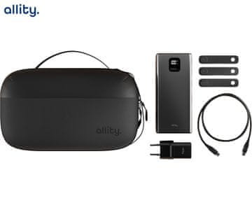 Allity ATK 5v1 komplet dodatne opreme, organizator / torbica, 20.000mAh powerbank, 20W GaN polnilec, 60W USB-C na USB-C kabel, 3x vezica, črn