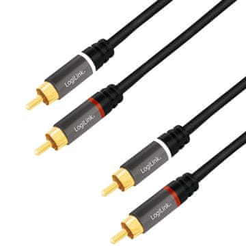 LogiLink Avdio kabel RCA, 2x RCA moški na 2x RCA moški, 0,5 m, pozlačen