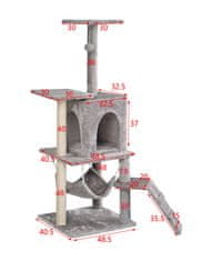 Aga Praskalnik za mačke 42x49x136 cm Siv