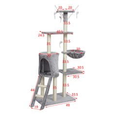 Aga Praskalnik za mačke 55x34x139 cm Siv