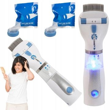 Verkgroup Aku. električni glavnik in aspirator za uši in gnide s filtrom LED