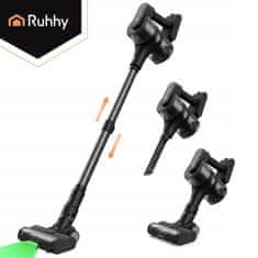 Ruhhy 400W aku. 7x2200mAh brezžični pokončni sesalnik LED 35kPa črn LunPro