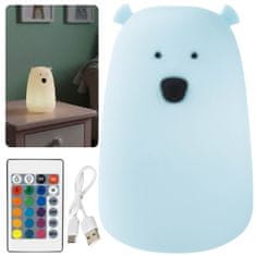 sarcia.eu Mary’s Silikonska LED nočna lučka, velik medvedek, za spanje, daljinski upravljalnik, za sobo, USB topla RGB lučka