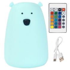 sarcia.eu Mary’s Silikonska LED nočna lučka, velik medvedek, za spanje, daljinski upravljalnik, za sobo, USB topla RGB lučka