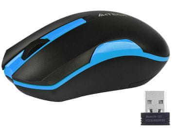 A4Tech Miška V-TRACK G3-200N-1 Črna+Modra Brezžična
