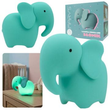 sarcia.eu Mary’s Silikonska nočna lučka v obliki slona, lučka za spanje za otroško sobo, USB LED lučka