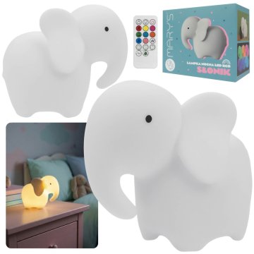 sarcia.eu Mary's Silikonska nočna lučka v obliki slona, daljinsko upravljana svetilka za otroške sobe, USB topla RGB svetloba