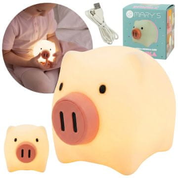 sarcia.eu Mary's Silikonska LED nočna lučka v obliki prašička, otroška soba, USB nastavljiva osvetlitev