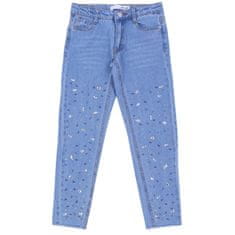 sarcia.eu Džinske hlače z okrasnimi kristali za dekleta, udobne ozke džinske hlače, bombaž