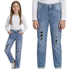 sarcia.eu Džinske hlače z bleščicami za dekleta, udobne ozke džinske hlače, bombaž