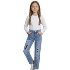 sarcia.eu Džinske hlače z bleščicami za dekleta, udobne ozke džinske hlače, bombaž