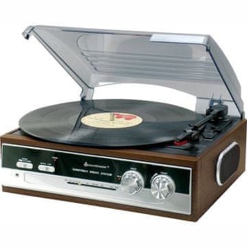 Soundmaster PL186H Gramofon z radiem in vgrajenimi zvočniki.