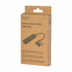 Digitus hub USB 3.0 4xA + TipC slim črn DA-70235