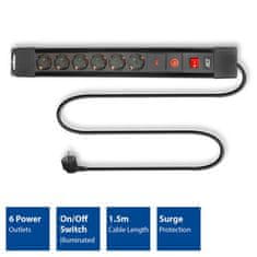 ACT AC2450 6-vtičnični razdelilnik z zaščito proti prenapetostim