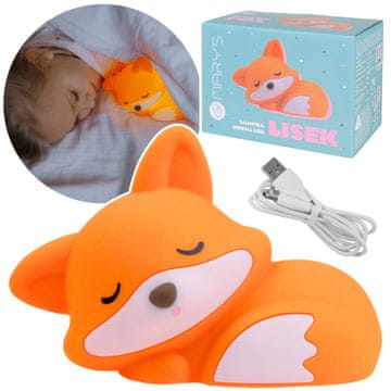 sarcia.eu Mary’s Silikonska LED lisica nočna lučka, mehka svetilka za otroško sobo, USB nastavljiva osvetlitev