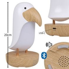 sarcia.eu Mary's LED nočna lučka bel tukan, sobna svetilka z Bluetooth zvočnikom, USB topla svetloba