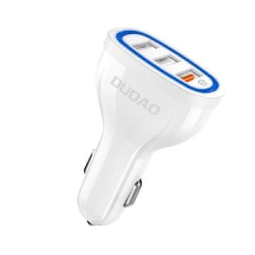 DUDAO Dudao avtopolnilec hitro polnjenje Quick Charge 3.0 QC3.0 2.4A 18W 3x USB bel (R7S white)