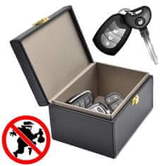 HURTEL Antivlomna škatla za avtomobilske ključe, telefon, blokiranje radijskih valov, Faradayeva škatla, Faradayeva kletka, črna