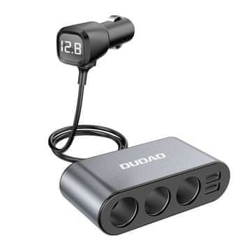 DUDAO Dudao avtopolnilec 2x USB / 3x razdelilnik vtičnice za vžigalnik črn (R1Pro black)