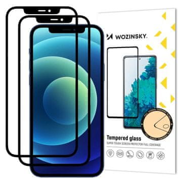 WOZINSKY Wozinsky komplet 2x super trpežno kaljeno steklo Full Glue za celoten zaslon z okvirjem Case Friendly iPhone 12 Pro / iPhone 12 črno