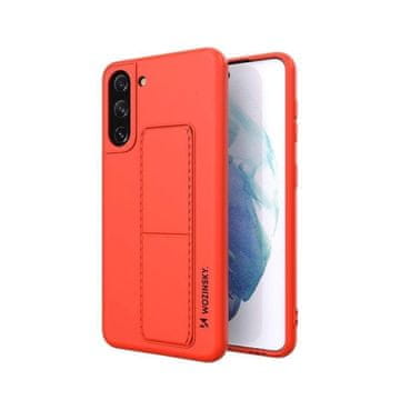 WOZINSKY Wozinsky Kickstand Case silikonski etui z nogico za Samsung Galaxy S21+ 5G rdeče