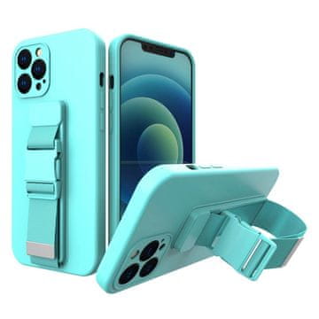 HURTEL Vrvica ovitek ženski etui z vrvico verižico torbica vrvica iPhone 12 mini svetlo modra