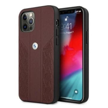 Bmw Ovitek BMW Leather Curve Perforate za iPhone 12 / iPhone 12 Pro - rdeč