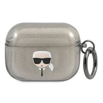 Karl Lagerfeld Ovitek Karl Lagerfeld Glitter Karl's Head za AirPods Pro - črn