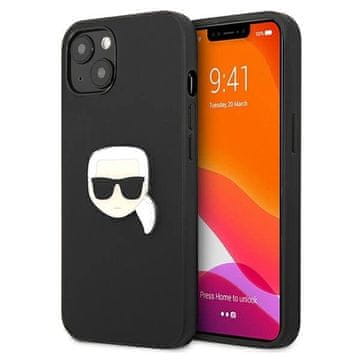 Karl Lagerfeld Etui Karl Lagerfeld Leather Ikonik Karl's Head Metal za iPhone 13 mini - črno