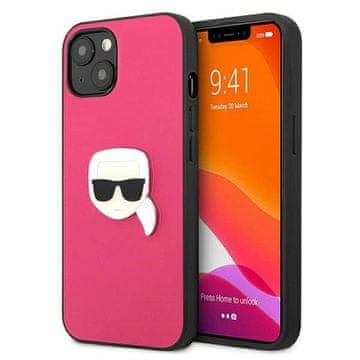 Karl Lagerfeld Etui Karl Lagerfeld Leather Ikonik Karl's Head Metal za iPhone 13 mini - roza