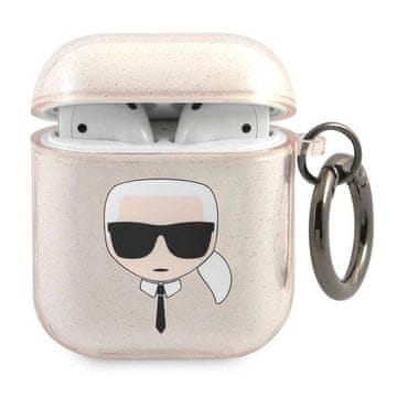 Karl Lagerfeld Etui Karl Lagerfeld Glitter Karl's Head za AirPods 1/2 - zlato