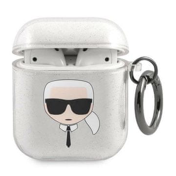 Karl Lagerfeld Etui Karl Lagerfeld Glitter Karl's Head za AirPods 1/2 - srebrn