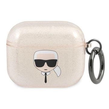 Karl Lagerfeld Ovitek Karl Lagerfeld Glitter Karl's Head za AirPods 3 - zlati