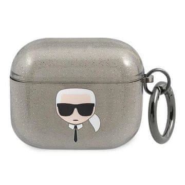 Karl Lagerfeld Etui Karl Lagerfeld Glitter Karl's Head za AirPods 3 - črno