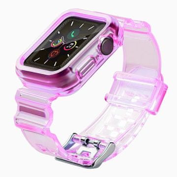 HURTEL Silikonski trak pašček zapestnica ovitek Strap Light Set za uro Apple Watch 44 mm - rdeča