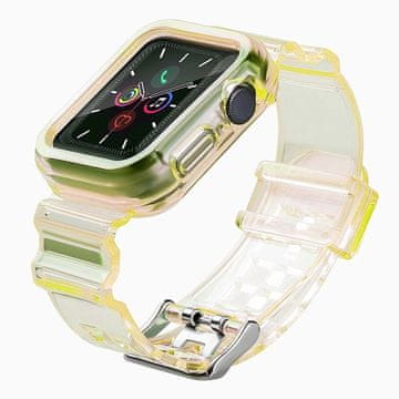 HURTEL Silikonski pašček za zapestnico, zapestnica, ohišje, komplet Strap Light za uro Apple Watch 44 mm - rumena