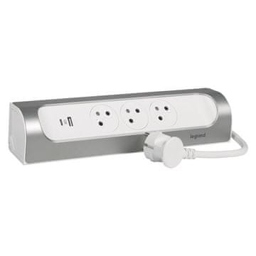 LEGRAND Podaljševalni kabel z USB, 3 vtičnice, 1 m