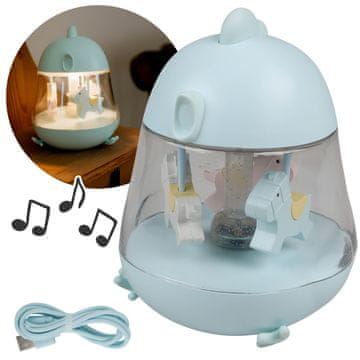 sarcia.eu Mary's Modra glasbena skrinjica z LED nočno lučko, svetilka za otroško sobo, USB topla RGB lučka