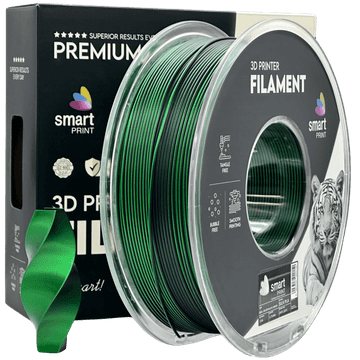 Smart Print 5x Silk PLA Dvojna Barva črna zelena filament 1.75mm - Smart Print Sijajni Filament za 3D Tisk (1kg Kolut)