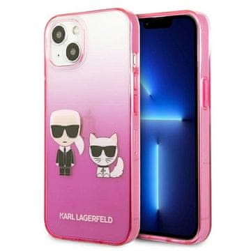 Karl Lagerfeld Ovitek Karl Lagerfeld Gradient Ikonik Karl&Choupette za iPhone 13 mini - roza