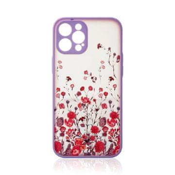 HURTEL Oblikovalska torbica za iPhone 12 Pro Max, ovitek s cvetličnim vzorcem, vijolična