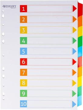 Westcott Pregradni karton 10-delni a4 barvni e-1733311 00