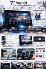 Farrot Farrot 7” Android 14 Avto Multimedija 2DIN | GPS Navigacija, Wi-Fi, Bluetooth, MirrorLink + Vzvratna Kamera,