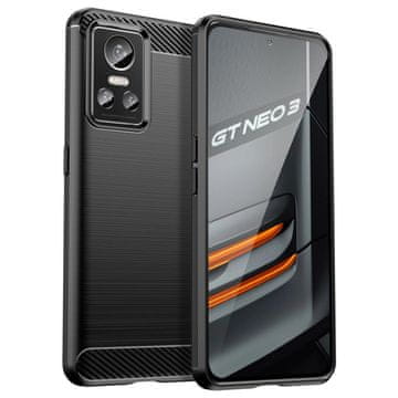 HURTEL Carbon Case ovitek Realme GT Neo 3 prožna silikonska karbonska prevleka črna