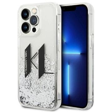 Karl Lagerfeld Etui Karl Lagerfeld Liquid Glitter Big KL na iPhone 14 Pro - srebrne