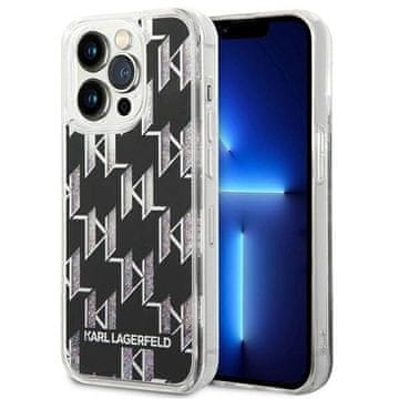 Karl Lagerfeld Etui Karl Lagerfeld Liquid Glitter Monogram za iPhone 14 Pro - črne