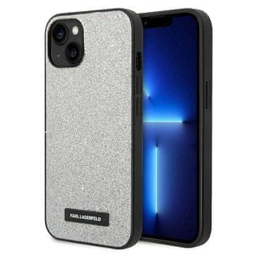 Karl Lagerfeld Etui Karl Lagerfeld Glitter Plaque Logo na iPhone 14 Plus - srebrne